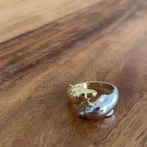 Two Toned Adorable Dolphin Ring - Size 6